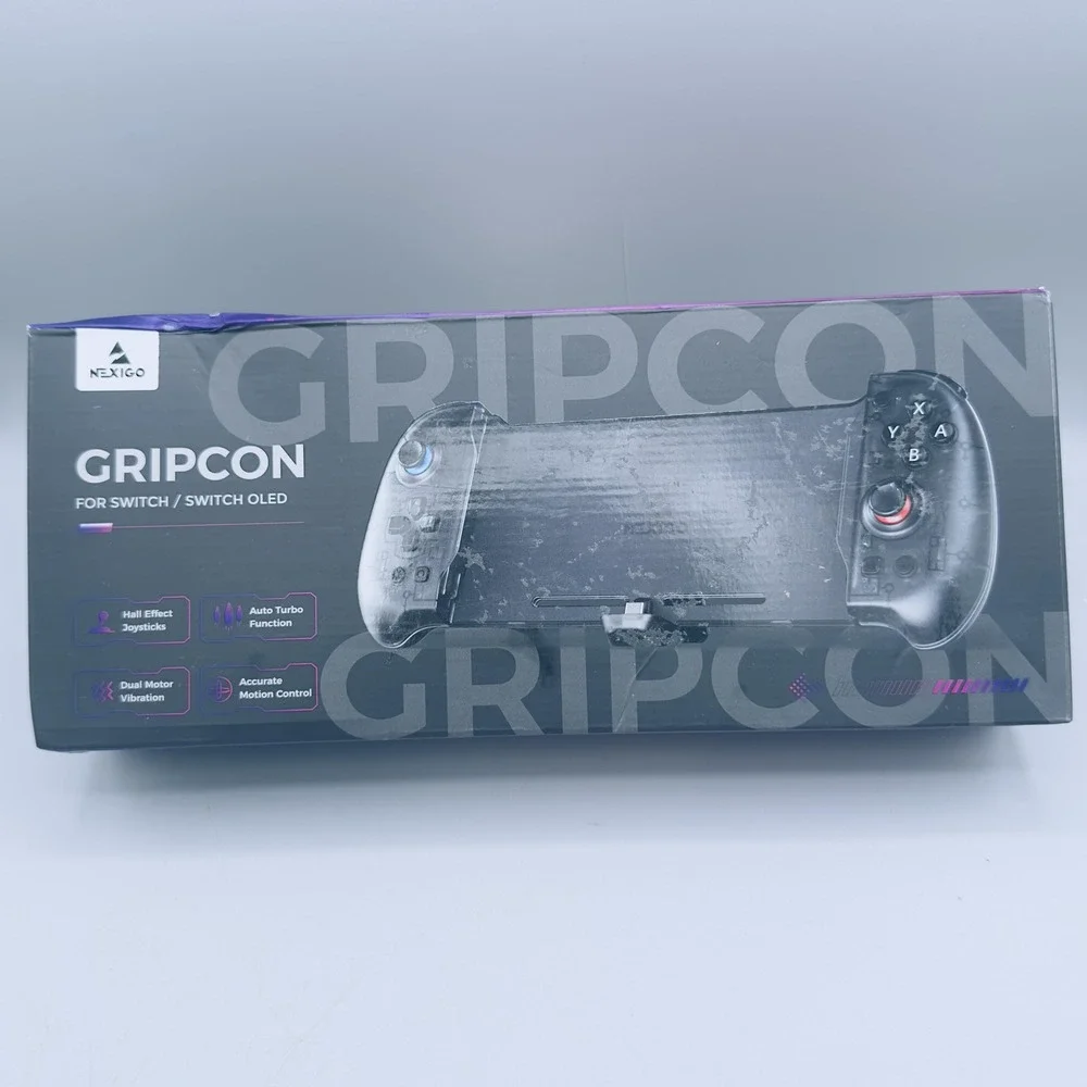 NexiGo Gripcon Switch OLED Controller Hall Joystick Turbo Motion Clear Gamepad